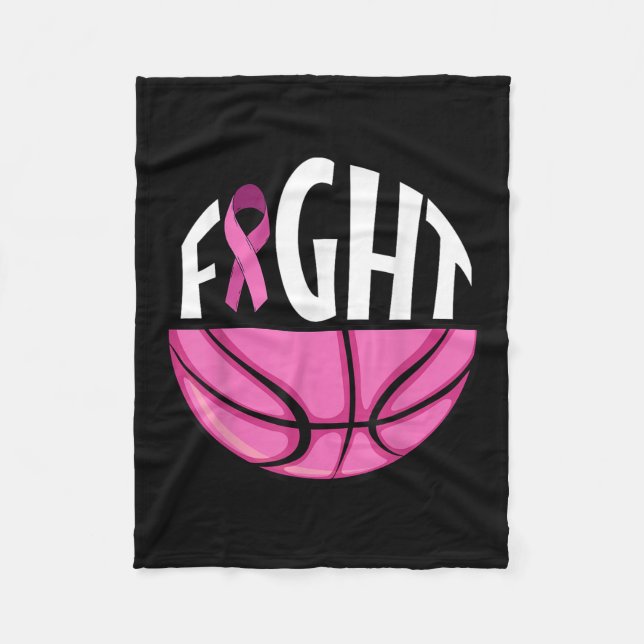 Breast Cancer Awareness Pink Ribbon Basketball Tea Fleece Blanket (Front)