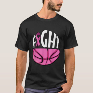 Breast Cancer Awareness Pink Ribbon Basketball Tea T-Shirt