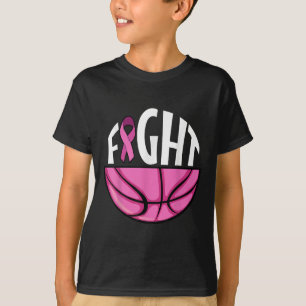 Breast Cancer Awareness Pink Ribbon Basketball Tea T-Shirt