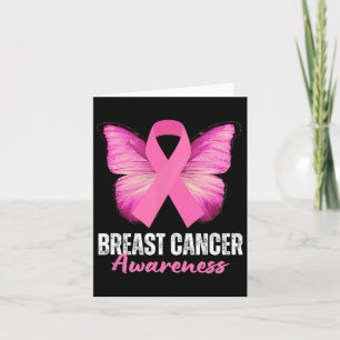 Breast Cancer Awareness Pink Ribbon Butterfly Card
