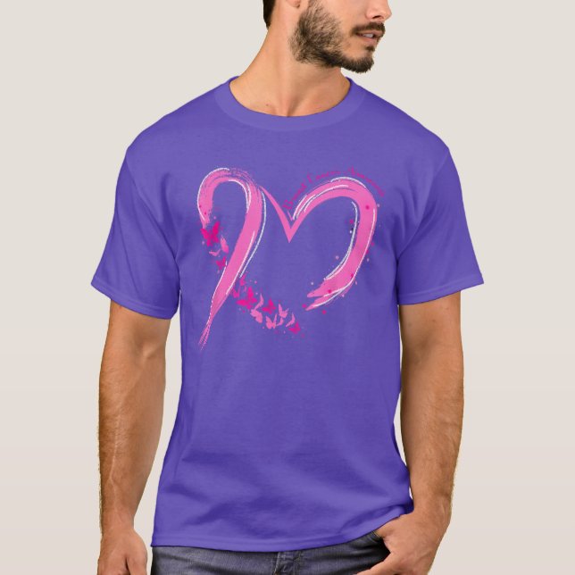 Breast Cancer Awareness Pink Ribbon Butterfly Supp T-Shirt (Front)