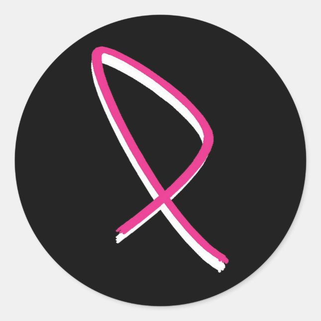 Breast Cancer Awareness Pink Ribbon Classic Round Sticker (Front)