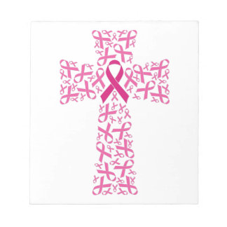 Breast Cancer Awareness Pink Ribbon Cross Notepad