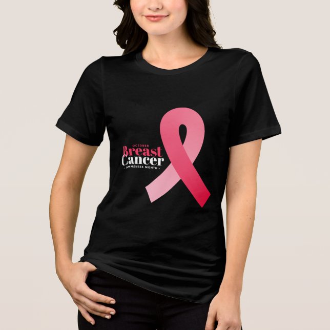 Breast Cancer Awareness Pink Ribbon Design Tri-Blend Shirt (Front)