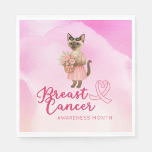 Breast Cancer Awareness Pink ribbon florist themed Napkin
