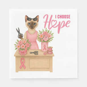 Breast Cancer Awareness Pink ribbon florist themed Napkin