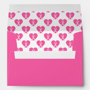 Breast Cancer Awareness Pink Ribbon Hearts Envelope