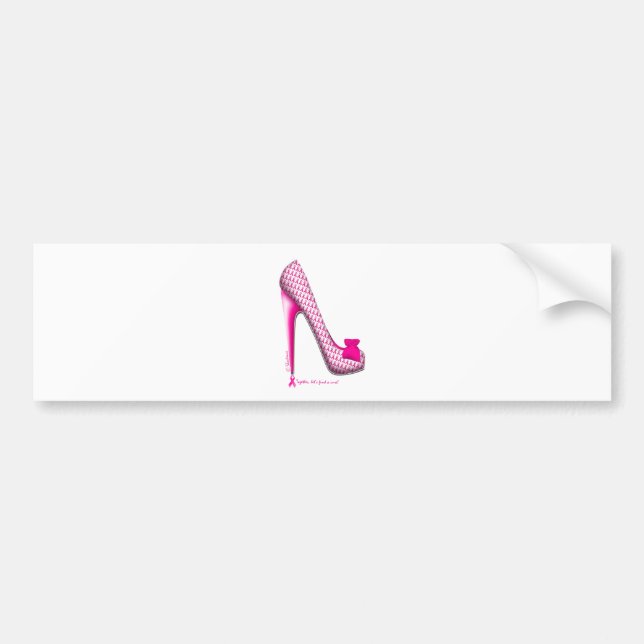 Breast Cancer Awareness Pink Ribbon Heel Bumper Sticker (Front)