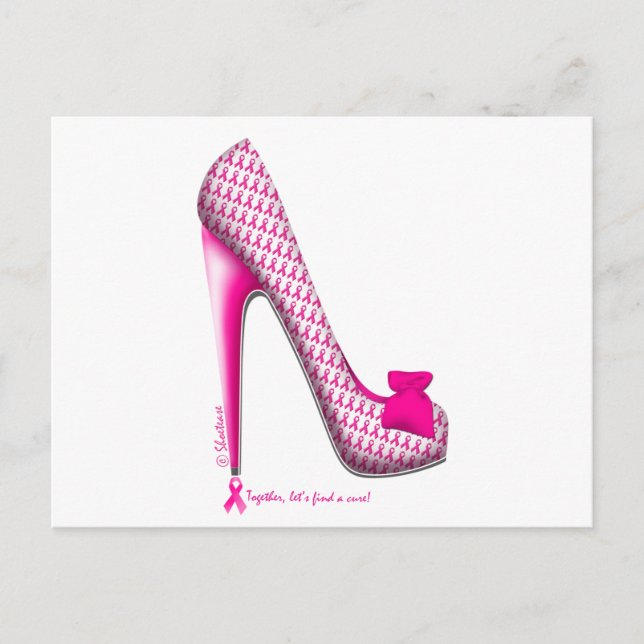 Breast Cancer Awareness Pink Ribbon Heel Postcard (Front)
