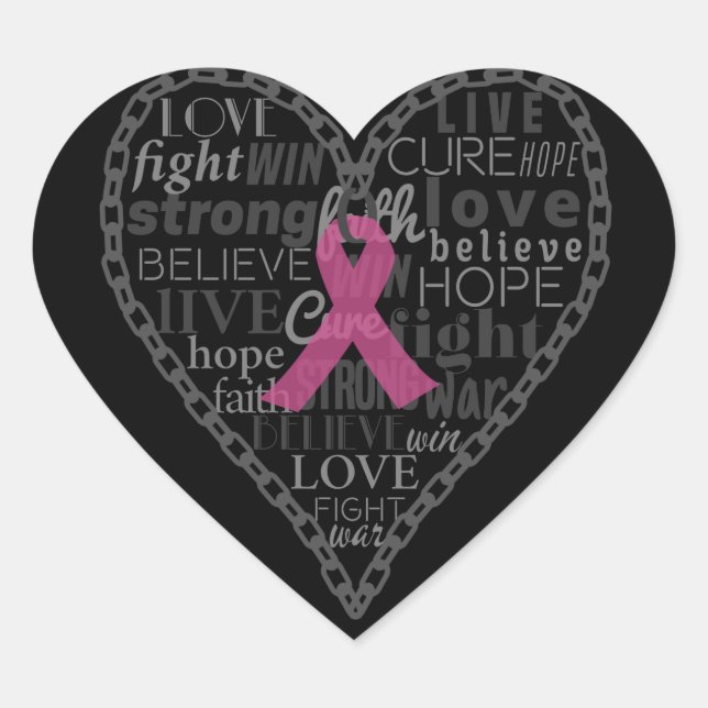 Breast cancer,awareness,pink ribbon,hope,believe heart sticker (Front)