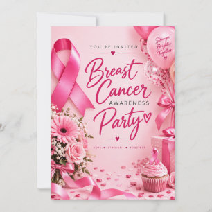 Breast Cancer Awareness Pink Ribbon Invitation