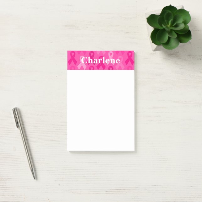 Breast Cancer Awareness Pink Ribbon Pattern Post-it Notes (Office)