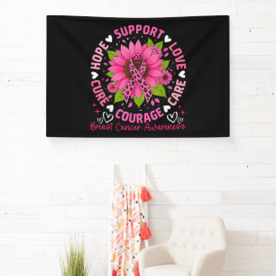 Breast Cancer Awareness Pink Ribbon Sunflower Hope Banner