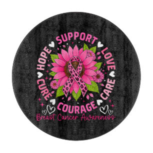 Breast Cancer Awareness Pink Ribbon Sunflower Hope Cutting Board