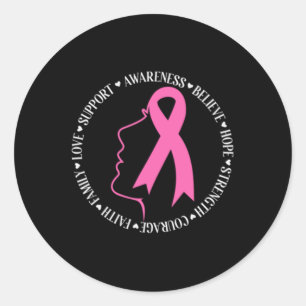 Breast Cancer Awareness Pink Ribbon Support Squad  Classic Round Sticker