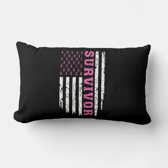 Breast Cancer Awareness Pink Ribbon Survivor Ameri Lumbar Cushion (Front)