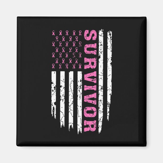 Breast Cancer Awareness Pink Ribbon Survivor Ameri Magnet (Front)