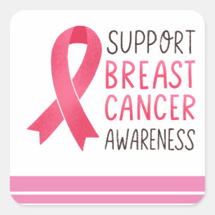 Breast Cancer Awareness Pink ribbon themed Square Sticker