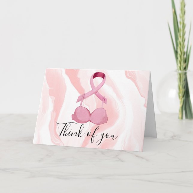 Breast Cancer Awareness Pink Ribbon think of you C Card (Front)