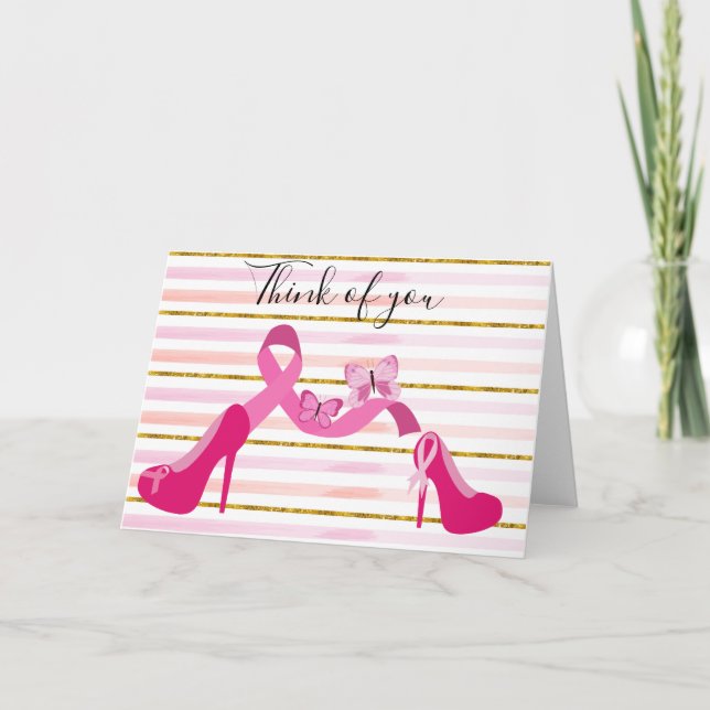 Breast Cancer Awareness Pink Ribbon think of you  Card (Front)