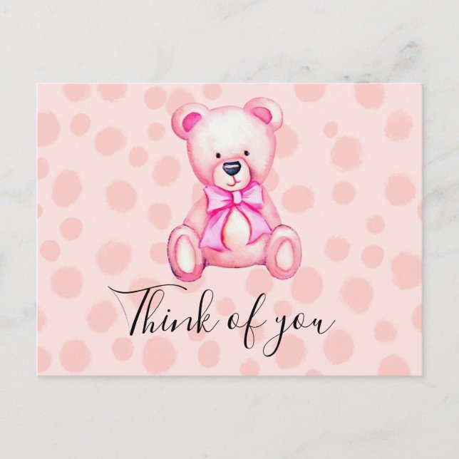 Breast Cancer Awareness Pink Ribbon think of you Postcard (Front)