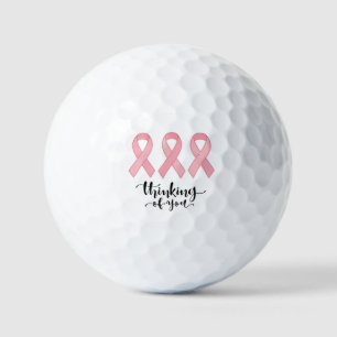 Breast Cancer Awareness Pink ribbon thinking Golf Balls