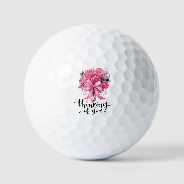 Breast Cancer Awareness Pink ribbon thinking  Golf Balls (Front)
