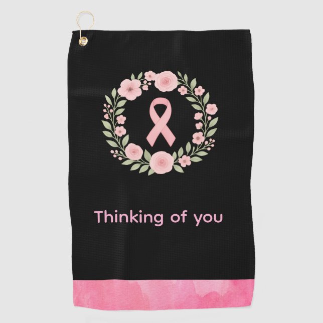 Breast Cancer Awareness Pink ribbon thinking  Golf Towel (Front)