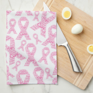 Breast Cancer Awareness Pink Ribbon With Positive Tea Towel