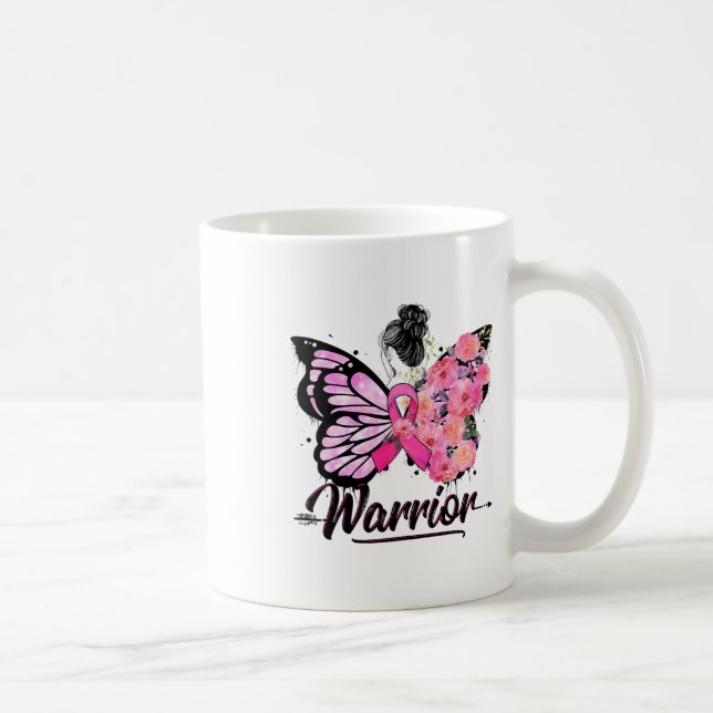 Breast Cancer Awareness Pink Ribbons Butterfly  Coffee Mug (Right)