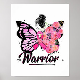Breast Cancer Awareness Pink Ribbons Butterfly  Poster