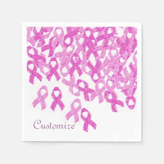 Breast Cancer Awareness Pink Velvet Ribbon Napkins (Front)