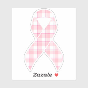 Breast Cancer Awareness Plaid Ribbon Pink