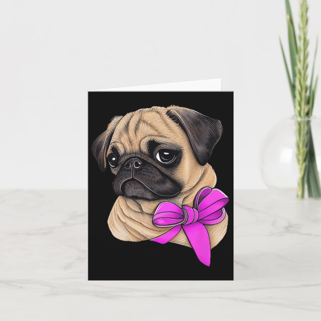 Breast Cancer Awareness Pug Breast Cancer Month  Card (Front)