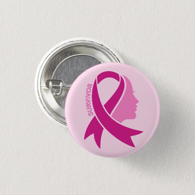 Breast Cancer Awareness Ribbon 3 Cm Round Badge (Front & Back)