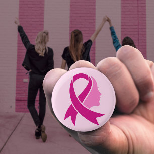 Breast Cancer Awareness Ribbon 3 Cm Round Badge