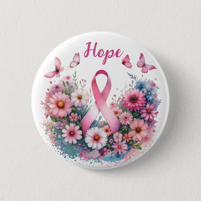 Breast Cancer Awareness Ribbon 6 Cm Round Badge (Front)