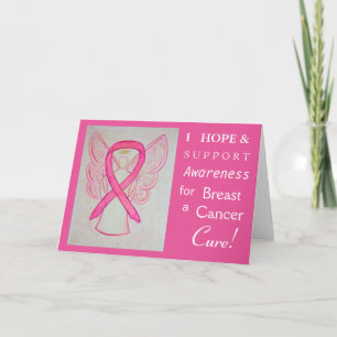 Breast Cancer Awareness Ribbon Angel Greeting Card