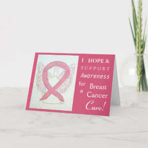Breast Cancer Awareness Ribbon Angel Greeting Card