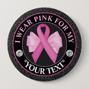 Breast Cancer Awareness Ribbon & Bow Design 10 Cm Round Badge