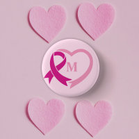 Breast Cancer Awareness Ribbon Custom Monogram