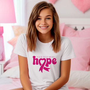 Breast Cancer Awareness Ribbon Custom Name Text T-Shirt