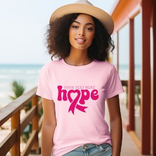Breast Cancer Awareness Ribbon Custom Name Text  T-Shirt