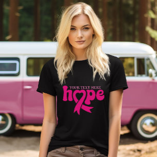 Breast Cancer Awareness Ribbon Custom Name Text  T-Shirt