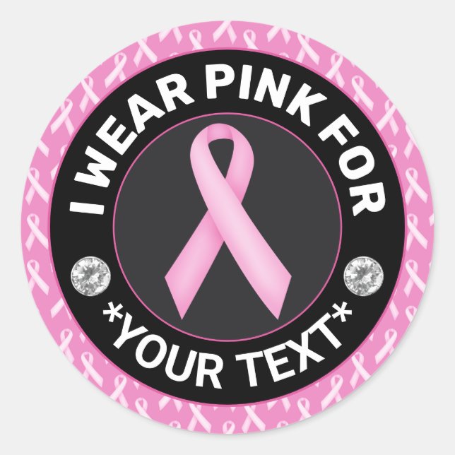 Breast Cancer Awareness Ribbon I wear Pink Classic Round Sticker (Front)