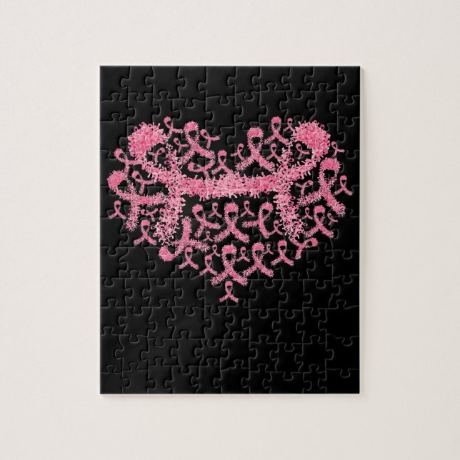 Breast Cancer Awareness Ribbon Pink Survivor Jigsaw Puzzle (Vertical)