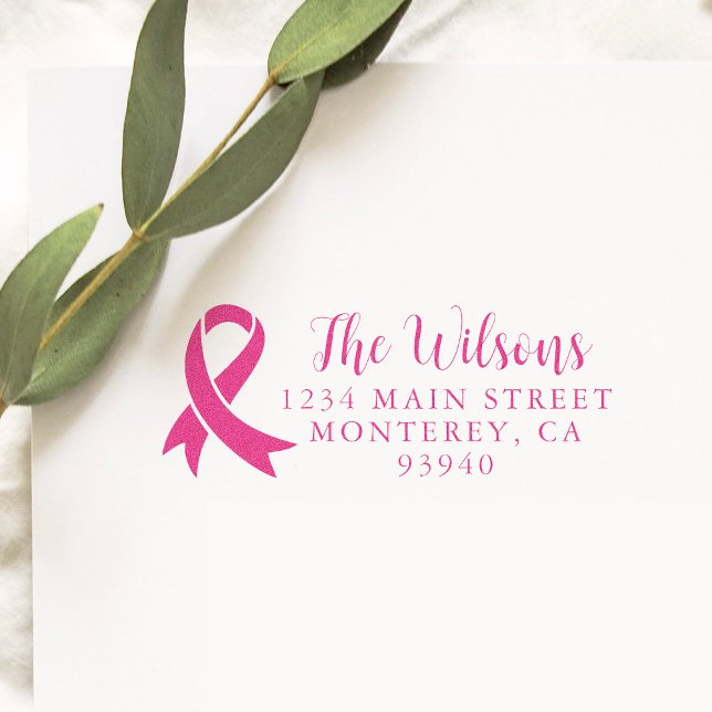 Breast Cancer Awareness Ribbon Return Address Self-inking Stamp (Creator Uploaded)