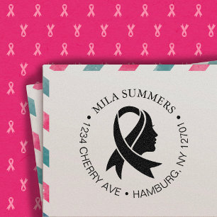 Breast Cancer Awareness Ribbon Return Address Self-inking Stamp
