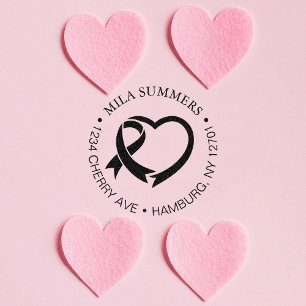 Breast Cancer Awareness Ribbon Return Address Self-inking Stamp