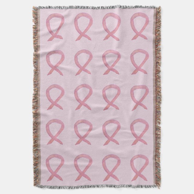 Breast Cancer Awareness Ribbon Throw Blankets (Front Vertical)